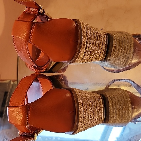 Vince Camuto Rustic Orange Leather Espadrilles Sandals - Picture 4 of 7